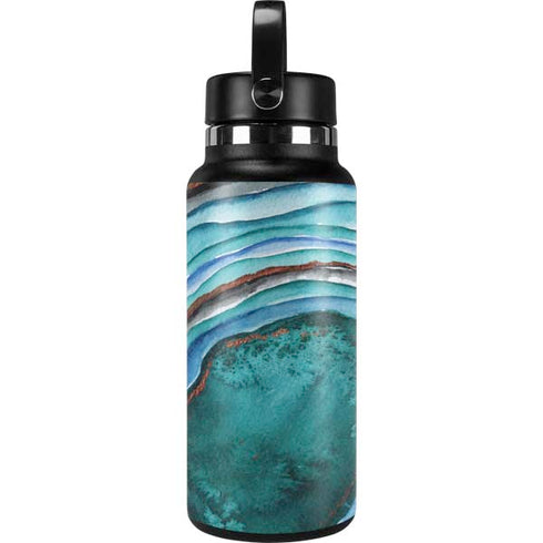 Turquoise Watercolor Geode Hydro Flask 32oz Wide Mouth Skin